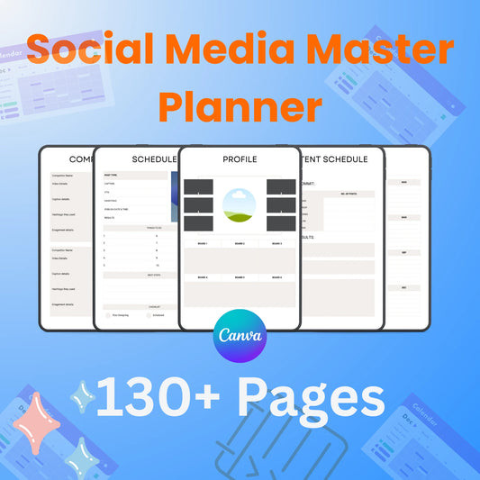 130+ Pages Canva Social Media Master Planner – Editable Content Calendar & Digital Marketing Template