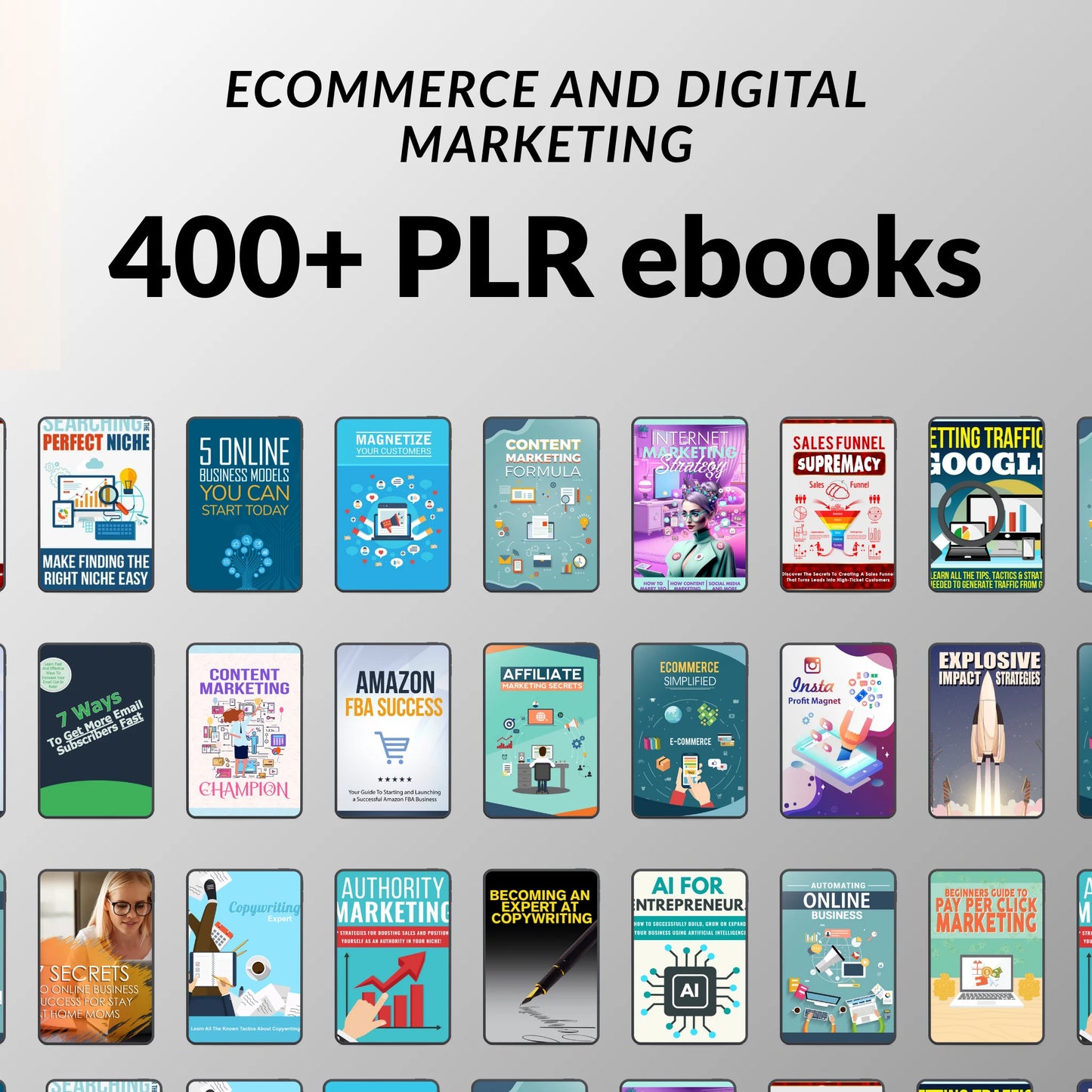 400+ Ecommerce & Digital Marketing eBooks Bundle – PLR & MRR Resell Rights Included