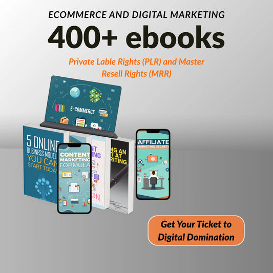 400+ Ecommerce & Digital Marketing eBooks Bundle – PLR & MRR Resell Rights Included