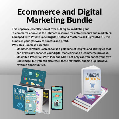 400+ Ecommerce & Digital Marketing eBooks Bundle – PLR & MRR Resell Rights Included
