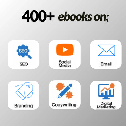 400+ Ecommerce & Digital Marketing eBooks Bundle – PLR & MRR Resell Rights Included
