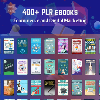 400+ Ecommerce & Digital Marketing eBooks Bundle – PLR & MRR Resell Rights Included