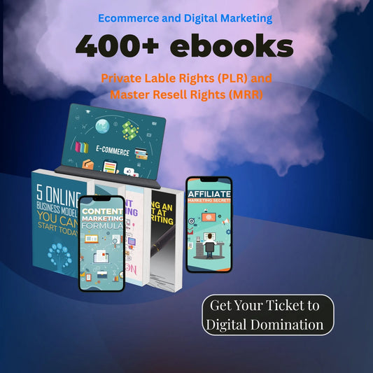 400+ Ecommerce & Digital Marketing eBooks Bundle – PLR & MRR Resell Rights Included