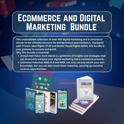 400+ Ecommerce & Digital Marketing eBooks Bundle – PLR & MRR Resell Rights Included